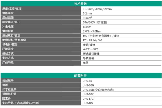 JH9系列板式螺钉接线端子 JH9-60