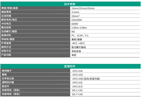 JHY1系列板式螺钉接线端子 JHY1-63A