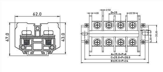 TR系列板式螺钉接线端子 TR-100A