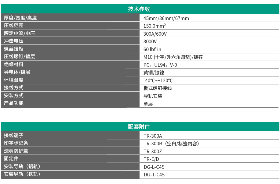 TR系列板式螺钉接线端子 TR-300A